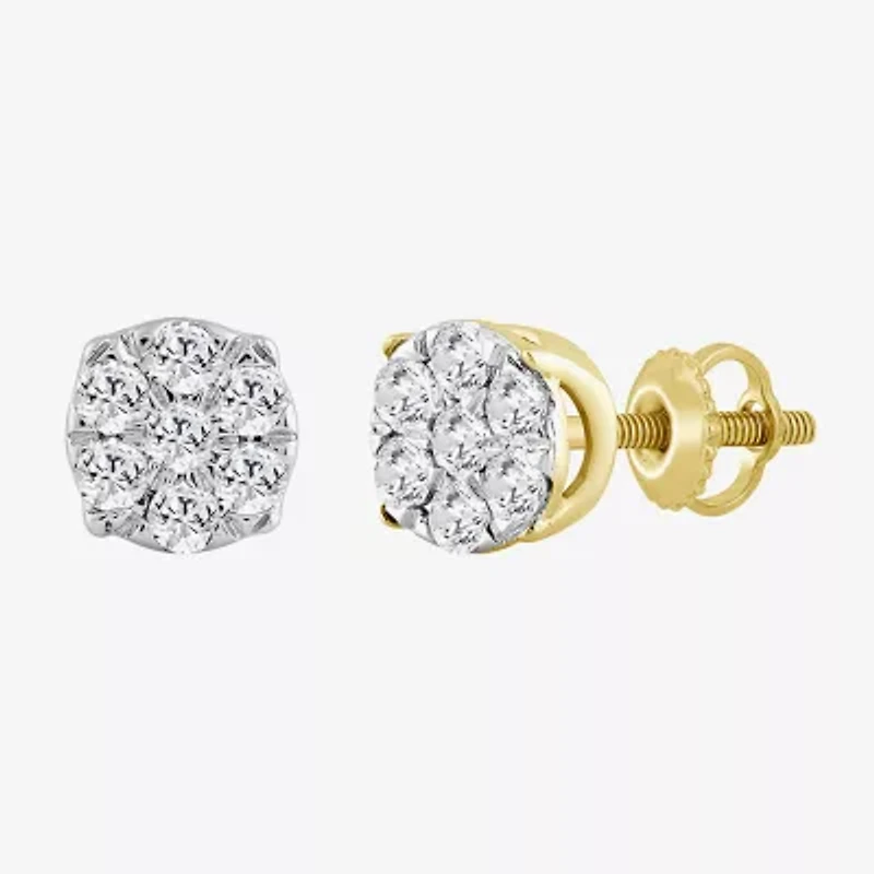 1/2 CT. T.W. Natural White Diamond 10K Gold 5.5mm Round Stud Earrings