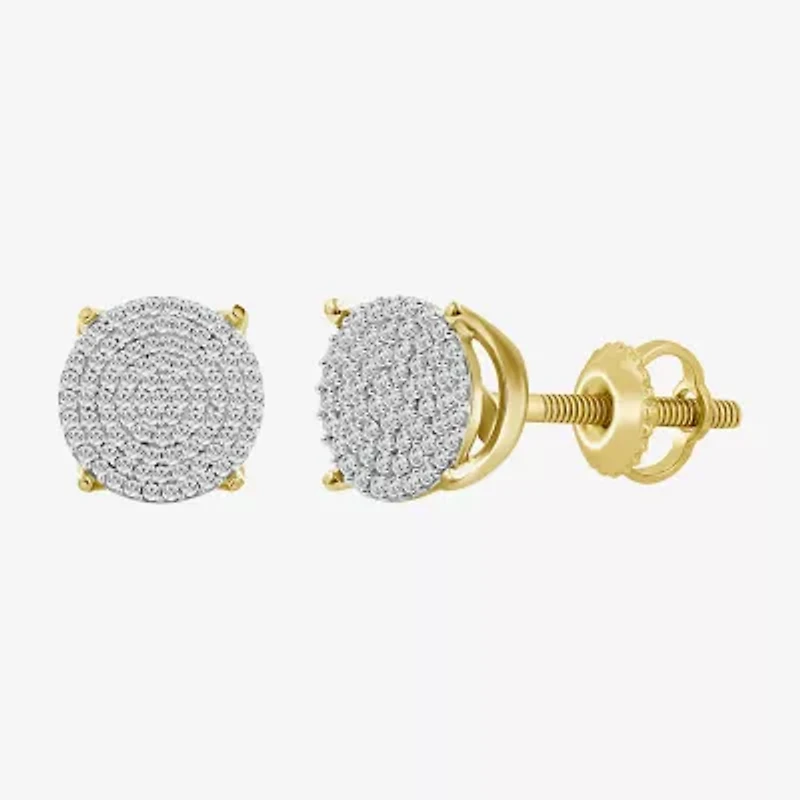 1/3 CT. T.W. Natural White Diamond 10K Gold 8.4mm Round Stud Earrings