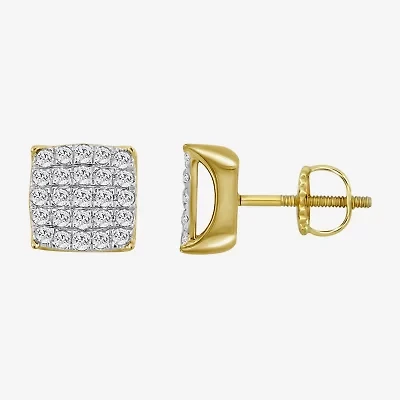 1 CT. T.W. Natural White Diamond 10K Gold 11mm Stud Earrings