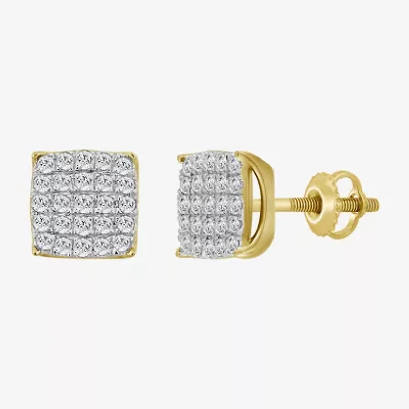 1 CT. T.W. Natural White Diamond 10K Gold 11mm Stud Earrings