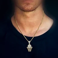 Basketball Mens 1/5 CT. Natural White Diamond 10K Gold Pendant