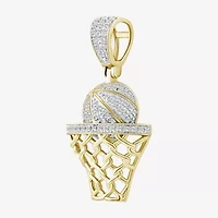 Basketball Mens 1/5 CT. Natural White Diamond 10K Gold Pendant