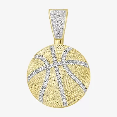 Basketball Mens 1/5 CT. Natural White Diamond 10K Gold Pendant