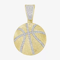 Basketball Mens 1/5 CT. Natural White Diamond 10K Gold Pendant