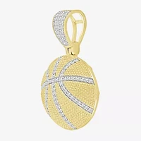Basketball Mens 1/5 CT. Natural White Diamond 10K Gold Pendant