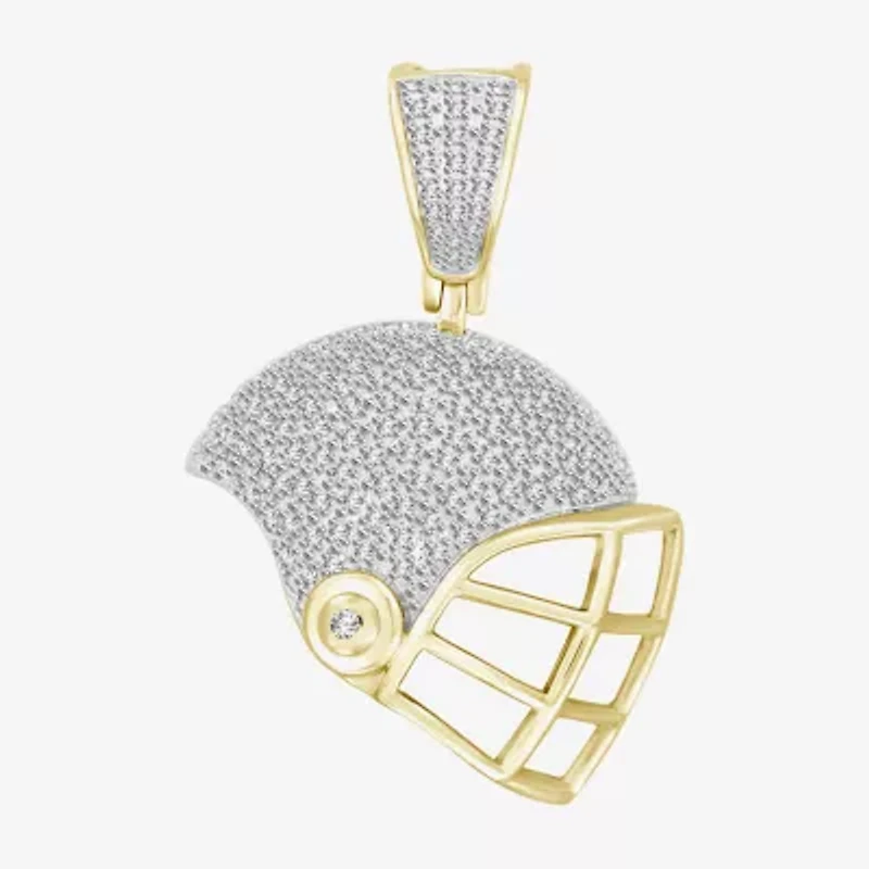 Football Helmet Mens 1/4 CT. T.W. Natural White Diamond 10K Gold Pendant