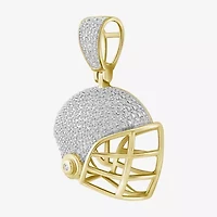Football Helmet Mens 1/4 CT. T.W. Natural White Diamond 10K Gold Pendant
