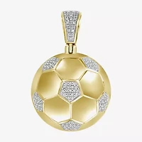 Soccer Ball Mens 1/4 CT. T.W. Natural White Diamond 10K Gold Pendant