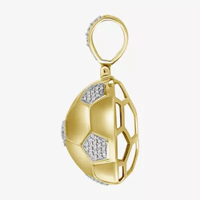 Soccer Ball Mens 1/4 CT. T.W. Natural White Diamond 10K Gold Pendant