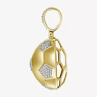 Soccer Ball Mens 1/4 CT. T.W. Natural White Diamond 10K Gold Pendant
