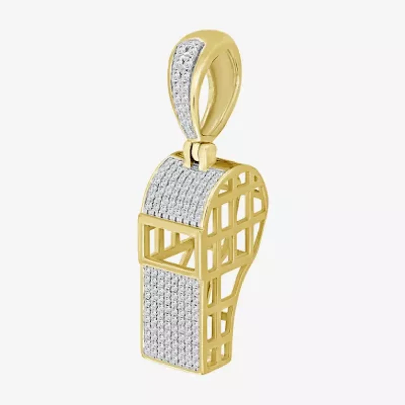 Coach Whistle Mens 1/3 CT. T.W. Natural White Diamond 10K Gold Pendant