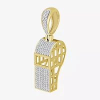 Coach Whistle Mens 1/3 CT. T.W. Natural White Diamond 10K Gold Pendant