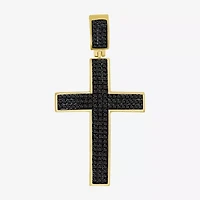 Mens 1/2 CT. T.W. Natural Black Diamond 10K Gold Cross Pendant