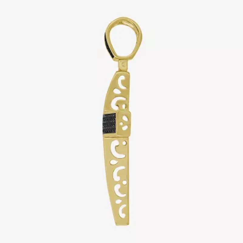 Mens 1/2 CT. T.W. Natural Black Diamond 10K Gold Cross Pendant