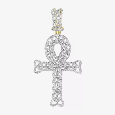 Ankh Mens 1/2 CT. T.W. Natural White Diamond 10K Gold Cross Pendant