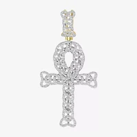 Ankh Mens 1/2 CT. T.W. Natural White Diamond 10K Gold Cross Pendant