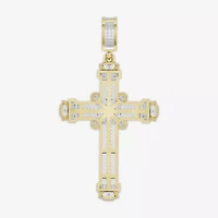 Mens 1/2 CT. T.W. Natural White Diamond 10K Gold Cross Pendant