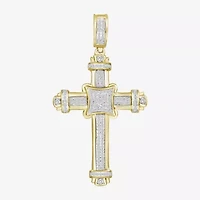 Mens 1/2 CT. T.W. Natural White Diamond 10K Gold Cross Pendant