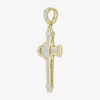 Mens 1/2 CT. T.W. Natural White Diamond 10K Gold Cross Pendant