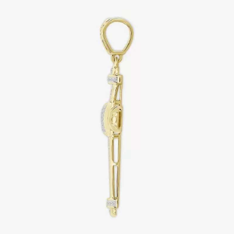 Mens 1/2 CT. T.W. Natural White Diamond 10K Gold Cross Pendant
