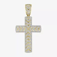 Mens 1 1/2 CT. T.W. Natural White Diamond 10K Gold Cross Pendant