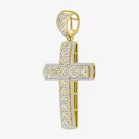 Mens 1 1/2 CT. T.W. Natural White Diamond 10K Gold Cross Pendant