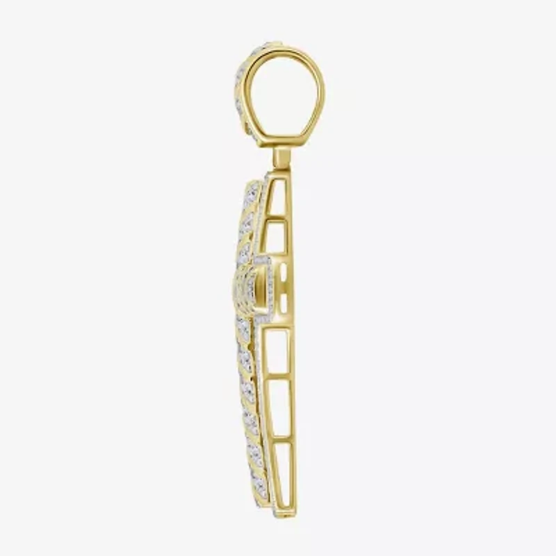 Mens 1 1/2 CT. T.W. Natural White Diamond 10K Gold Cross Pendant