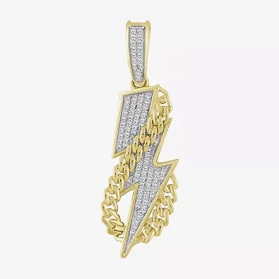 Mens 1/6 CT. T.W. Natural White Diamond 10K Gold LIghtning Bolt Pendant