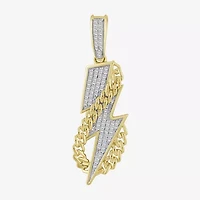 Mens 1/6 CT. T.W. Natural White Diamond 10K Gold LIghtning Bolt Pendant