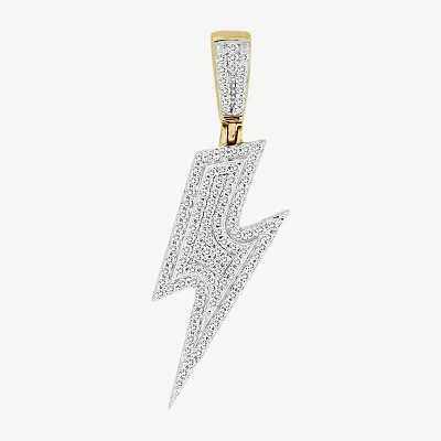 Mens 1/4 CT. T.W. Natural White Diamond 10K Gold LIghtning Bolt Pendant