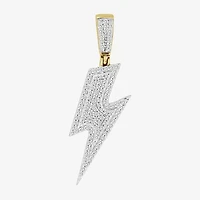 Mens 1/4 CT. T.W. Natural White Diamond 10K Gold LIghtning Bolt Pendant