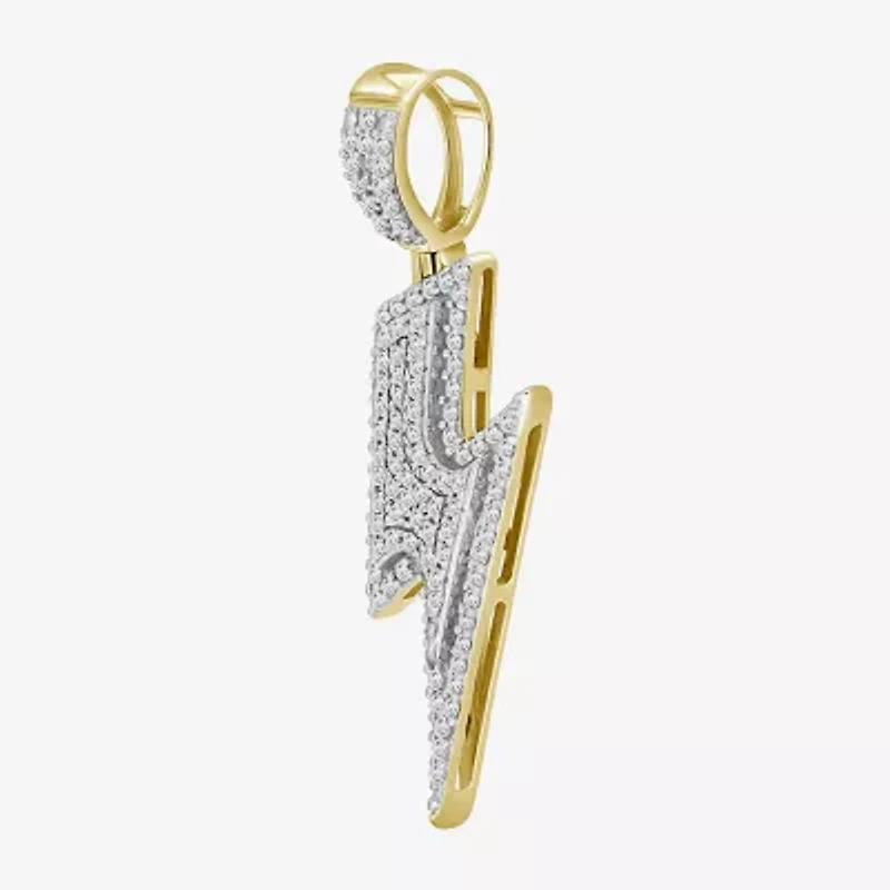Mens 1/4 CT. T.W. Natural White Diamond 10K Gold LIghtning Bolt Pendant