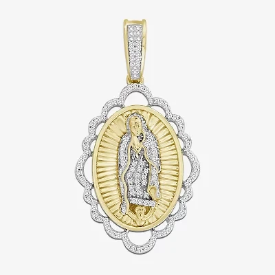 Lady Of Guadalupe Mens 1/5 CT. Natural White Diamond 10K Gold Pendant