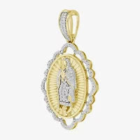 Lady Of Guadalupe Mens 1/5 CT. Natural White Diamond 10K Gold Pendant