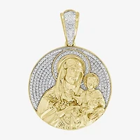 Virgin Mary Mens 1/4 CT. T.W. Natural White Diamond 10K Gold Pendant
