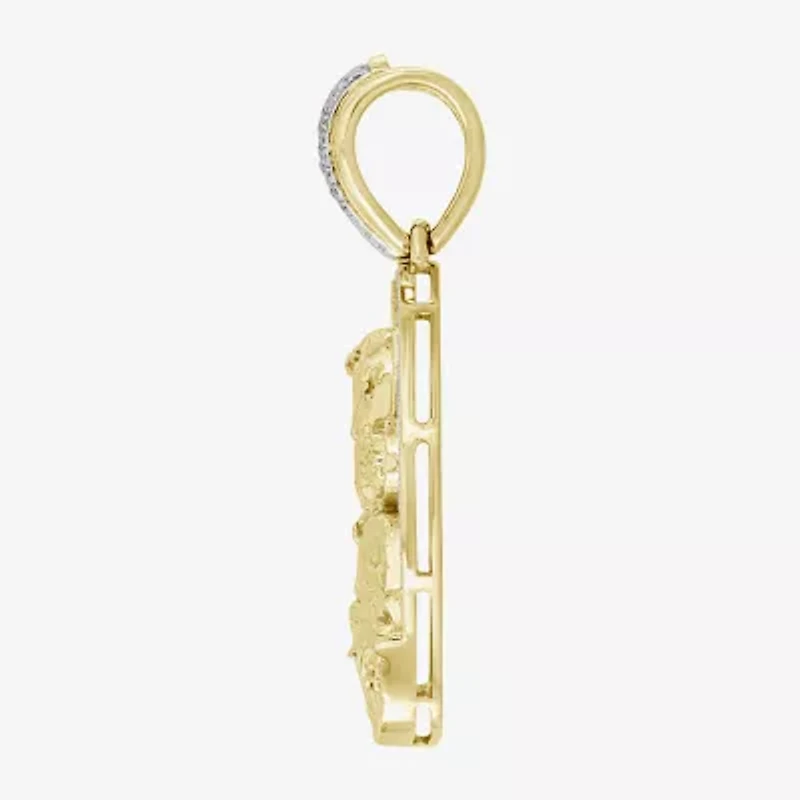 Virgin Mary Mens 1/4 CT. T.W. Natural White Diamond 10K Gold Pendant