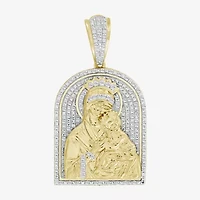 Virgin Mary Mens 1/4 CT. T.W. Natural White Diamond 10K Gold Pendant