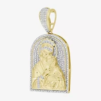 Virgin Mary Mens 1/4 CT. T.W. Natural White Diamond 10K Gold Pendant