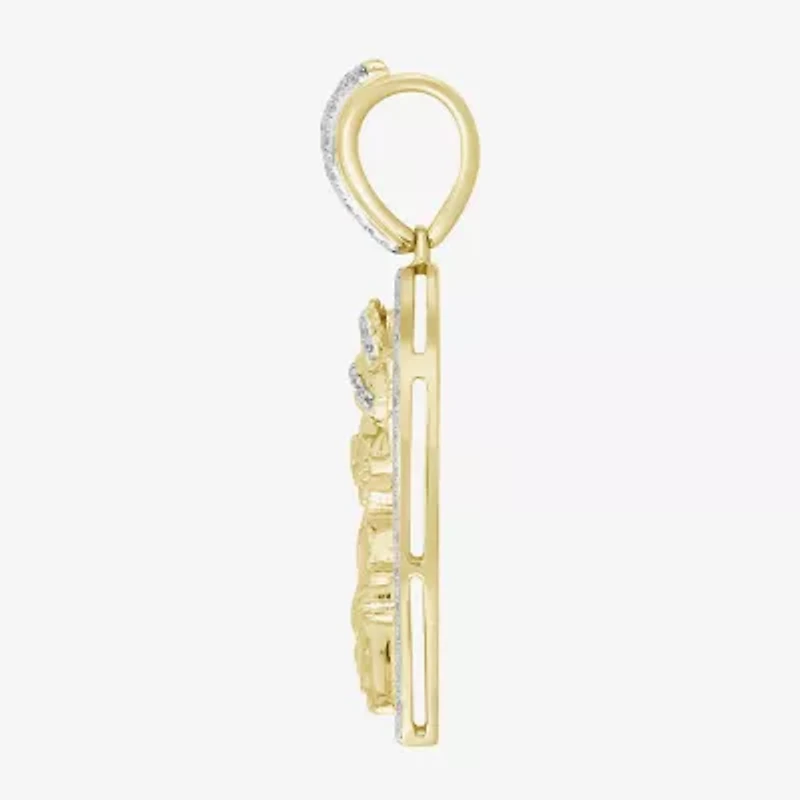 Virgin Mary Mens 1/4 CT. T.W. Natural White Diamond 10K Gold Pendant