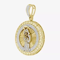 Santa Muerte Mens 1/ CT. T.W. Natural White Diamond 10K Gold Pendant