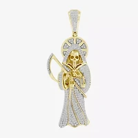 Santa Muerte Mens 1/2 CT. T.W. Natural White Diamond 10K Gold Pendant
