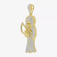 Santa Muerte Mens 1/2 CT. T.W. Natural White Diamond 10K Gold Pendant