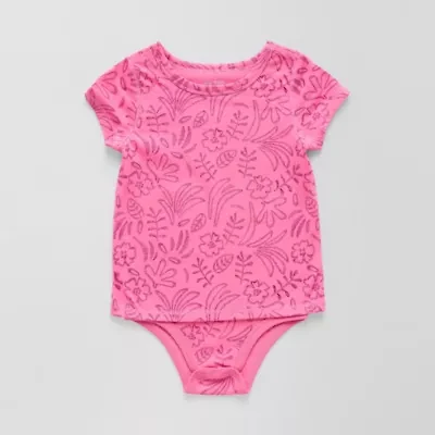 Okie Dokie Toddler Girls Bodysuit Closure Adaptive Round Neck Short Sleeve