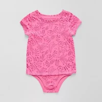 Okie Dokie Toddler Girls Bodysuit Closure Adaptive Round Neck Short Sleeve