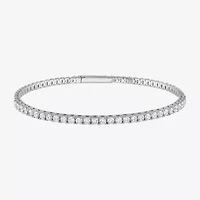 (G / Si1-Si2) Womens 2 CT. T.W. Lab Grown White Diamond Sterling Silver Bangle Bracelet