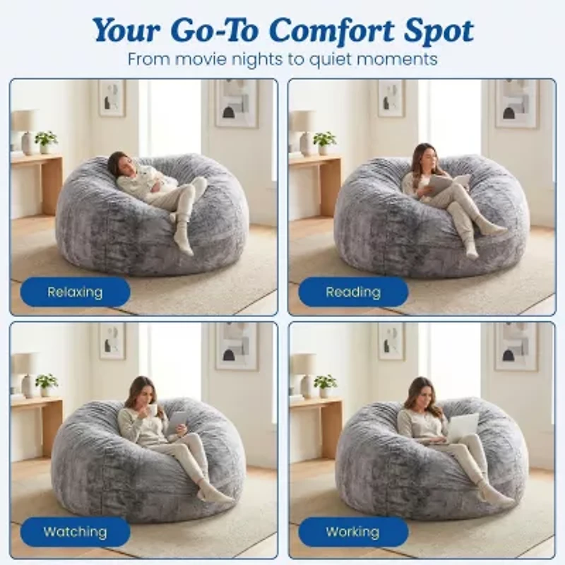 Sealy® Bala Faux Fur Memory Foam Bean Bag Chair