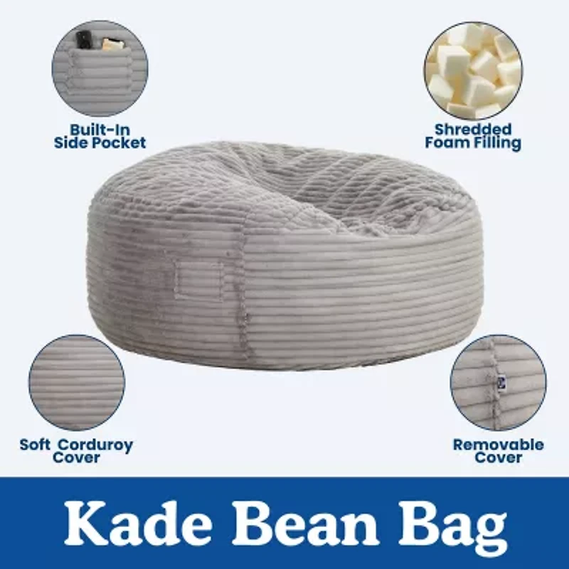 Sealy® Kade Corduroy Memory Foam Bean Bag Chair