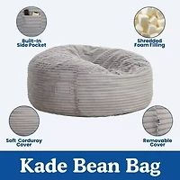 Sealy® Kade Corduroy Memory Foam Bean Bag Chair