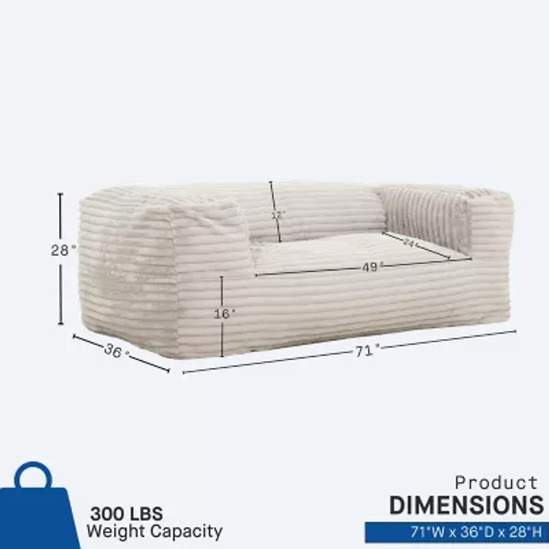 Sealy® Redd Corduroy Memory Foam Bean Bag Sofa-Style Chair