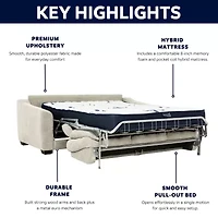 Stearns & Foster® Luca 83" Queen Sleeper Sofa with 8" Pocket Coil Mattress